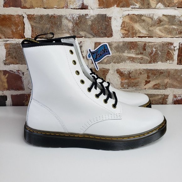 Dr Martens Airwair Zavala Smooth Leather White Boots Mens Size 9 / Wmns Size 10 - Picture 5 of 11